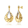 Lumiere - 14K Yellow Gold Diamond and Diamond Cut Stud Drop Earrings - 0.15 ct