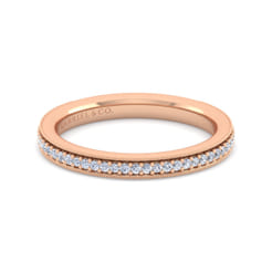 Lumierre - 14K Rose Gold Channel Prong Diamond Anniversary Band with Milgrain