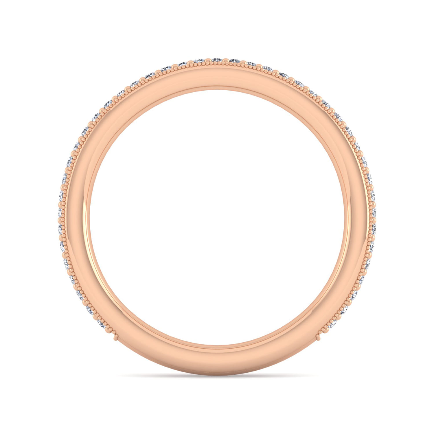 Straight Wedding Ring in 14k Rose Gold with Round Natural Diamond at Gabriel & Co. - Shot 2