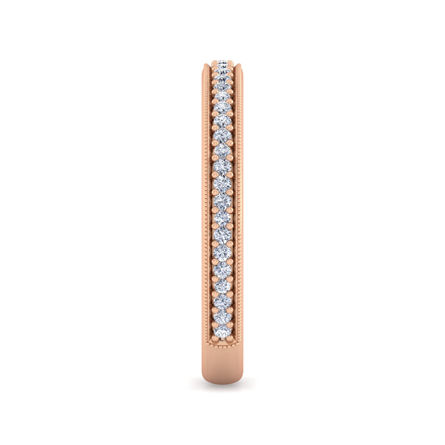 Straight Wedding Ring in 14k Rose Gold with Round Natural Diamond at Gabriel & Co. - Shot 4