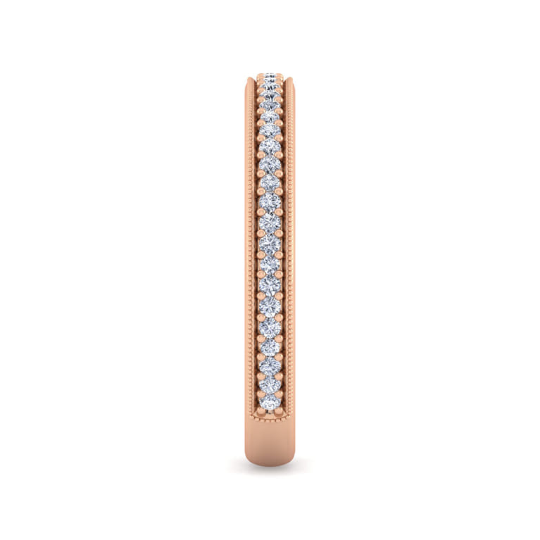 Straight Wedding Ring in 14k Rose Gold with Round Natural Diamond at Gabriel & Co. - Shot 4