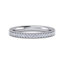 Lumierre - 14K White Gold Channel Prong Diamond Anniversary Band with Milgrain