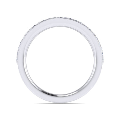 Lumierre - 14K White Gold Channel Prong Diamond Anniversary Band with Milgrain