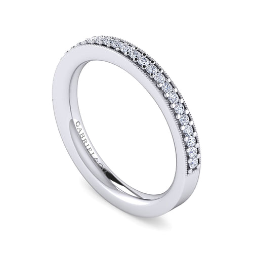 Lumierre - 14K White Gold Channel Prong Diamond Anniversary Band with Milgrain - 0.17 ct - Shot 3