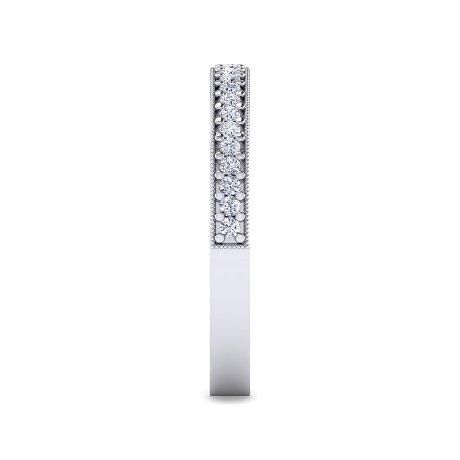 Straight Wedding Ring in 14k White Gold with Round Natural Diamond at Gabriel & Co. - Shot 4