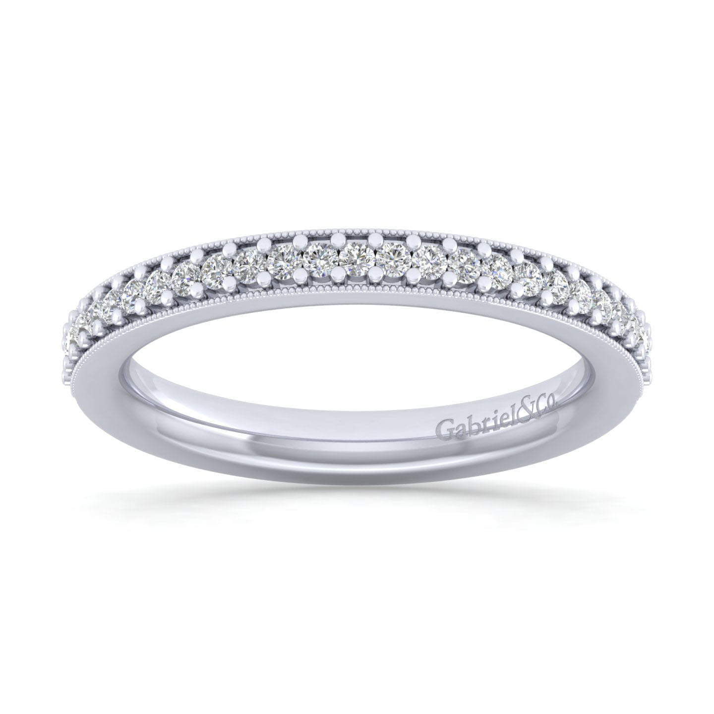 Straight Wedding Ring in 14k White Gold with Round Natural Diamond at Gabriel & Co. - Shot 5