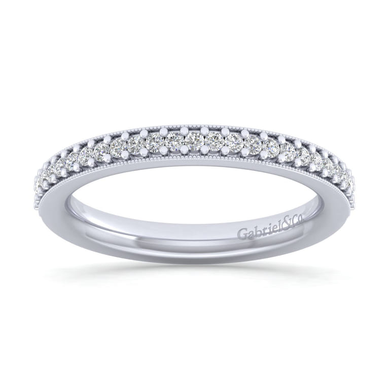 Straight Wedding Ring in 14k White Gold with Round Natural Diamond at Gabriel & Co. - Shot 5