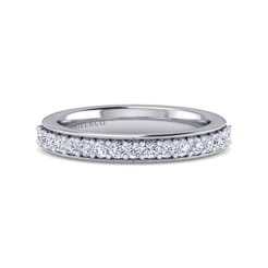 Lumierre - 14K White Gold Channel Prong Diamond Anniversary Band with Milgrain
