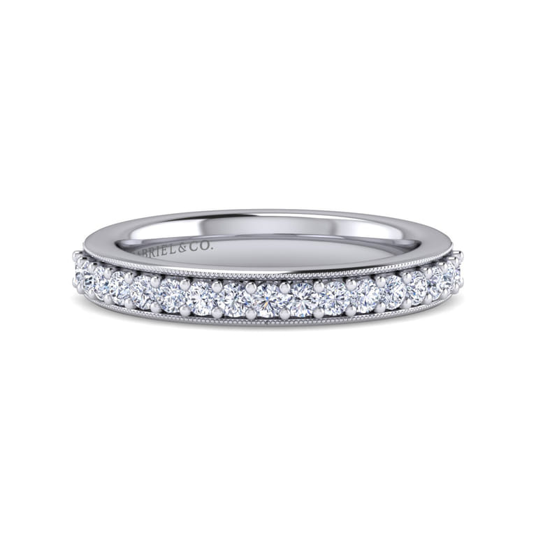 Straight Wedding Ring in 14k White Gold with Round Natural Diamond at Gabriel & Co. - Shot 1