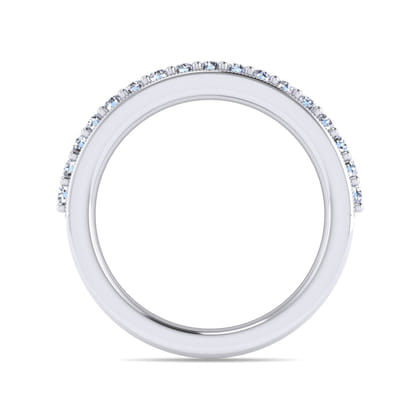 Lumierre - 14K White Gold Channel Prong Diamond Anniversary Band with Milgrain