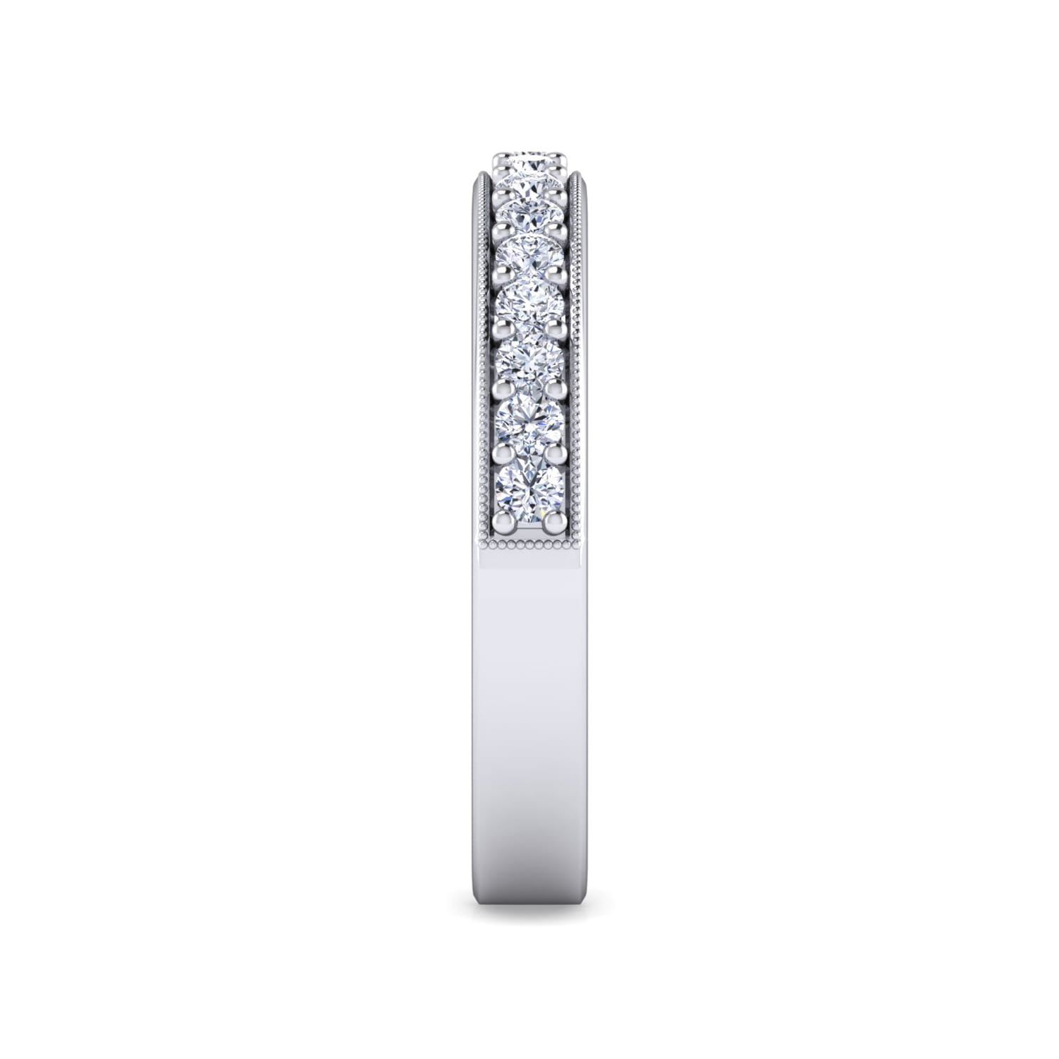Straight Wedding Ring in 14k White Gold with Round Natural Diamond at Gabriel & Co. - Shot 4