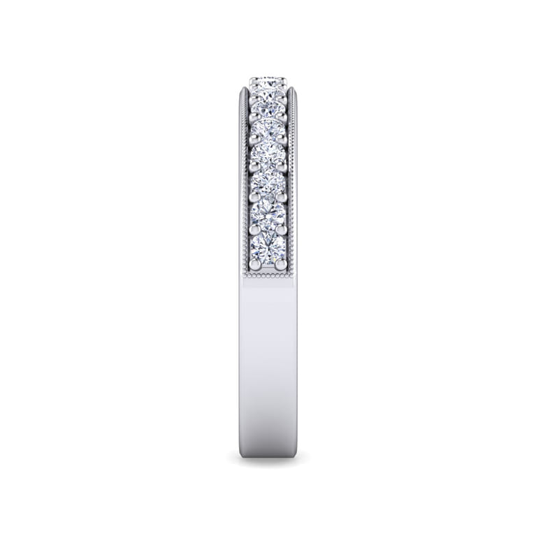 Straight Wedding Ring in 14k White Gold with Round Natural Diamond at Gabriel & Co. - Shot 4