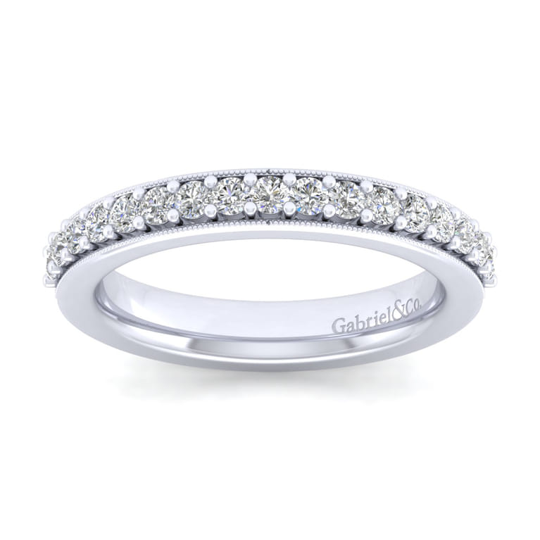 Straight Wedding Ring in 14k White Gold with Round Natural Diamond at Gabriel & Co. - Shot 5
