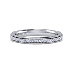 Lumierre - 14K White Gold Channel Prong Diamond Anniversary Band with Milgrain