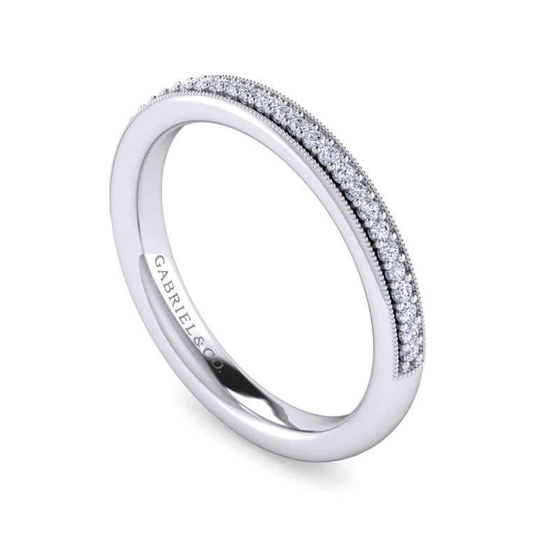 Straight Wedding Ring in 14k White Gold with Round  at Gabriel & Co. - Shot 3