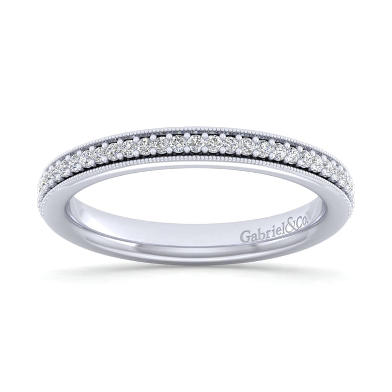 Straight Wedding Ring in 14k White Gold with Round  at Gabriel & Co. - Shot 5