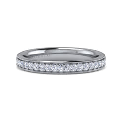 Lumierre - 14K White Gold Channel Prong Diamond Anniversary Band with Milgrain