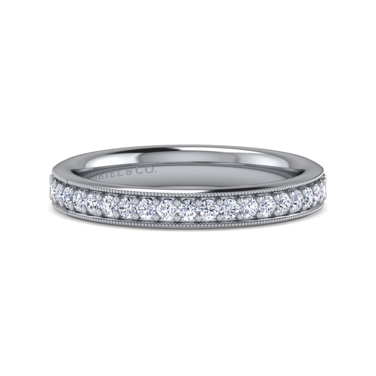 Straight Wedding Ring in 14k White Gold with Round Natural Diamond at Gabriel & Co. - Shot 1