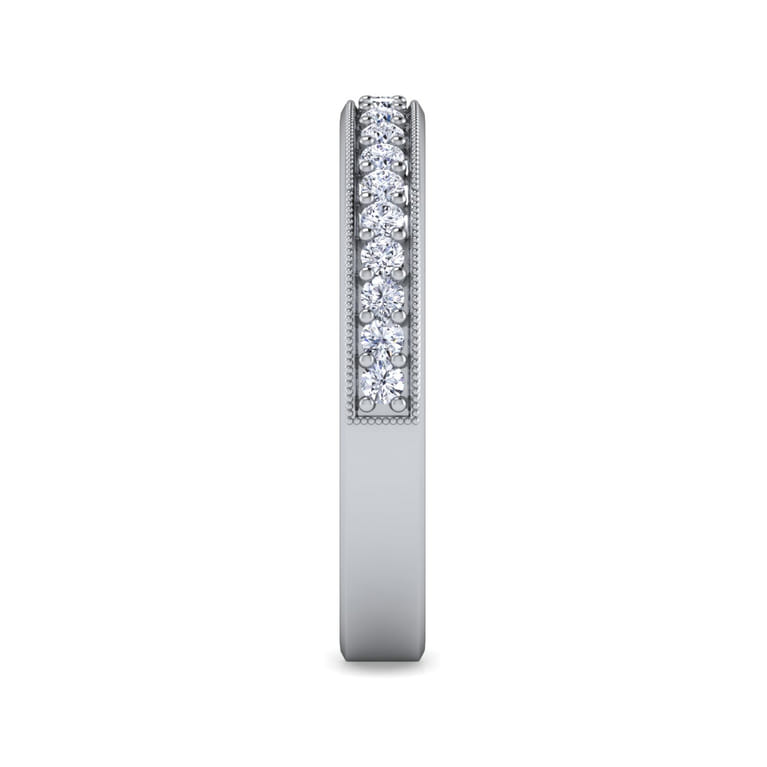 Straight Wedding Ring in 14k White Gold with Round Natural Diamond at Gabriel & Co. - Shot 4