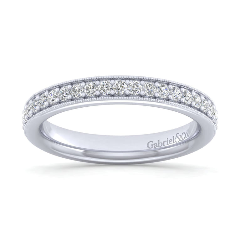 Straight Wedding Ring in 14k White Gold with Round Natural Diamond at Gabriel & Co. - Shot 5