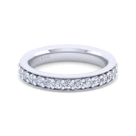 Lumierre - 14K White Gold Channel Prong Diamond Anniversary Band with Milgrain