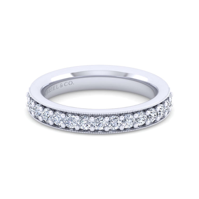 Straight Wedding Ring in 14k White Gold with Round Natural Diamond at Gabriel & Co. - Shot 1