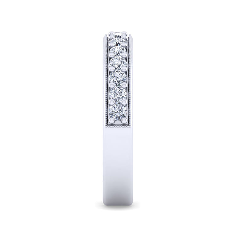 Straight Wedding Ring in 14k White Gold with Round Natural Diamond at Gabriel & Co. - Shot 4