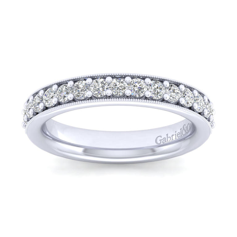Straight Wedding Ring in 14k White Gold with Round Natural Diamond at Gabriel & Co. - Shot 5