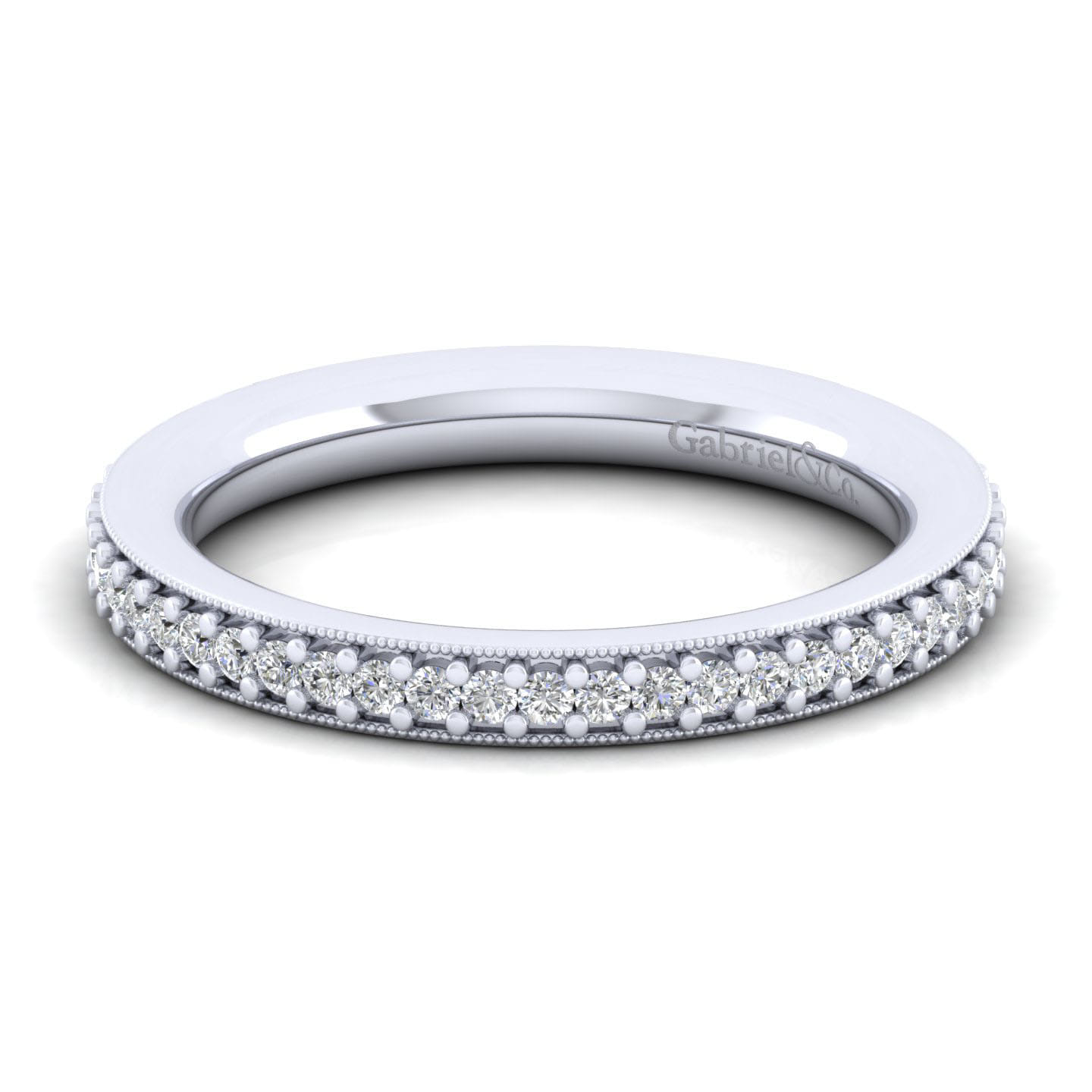 Straight Wedding Ring in 14k White Gold with Round  at Gabriel & Co. - Shot 1