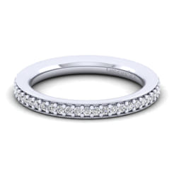 Lumierre - 14K White Gold Channel Prong Diamond Anniversary Band with Milgrain