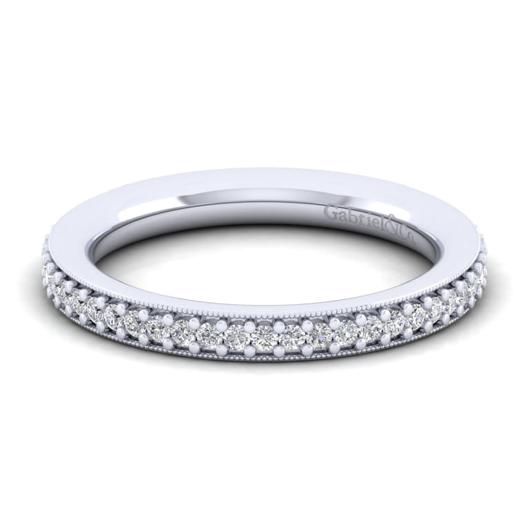 Straight Wedding Ring in 14k White Gold with Round  at Gabriel & Co. - Shot 1