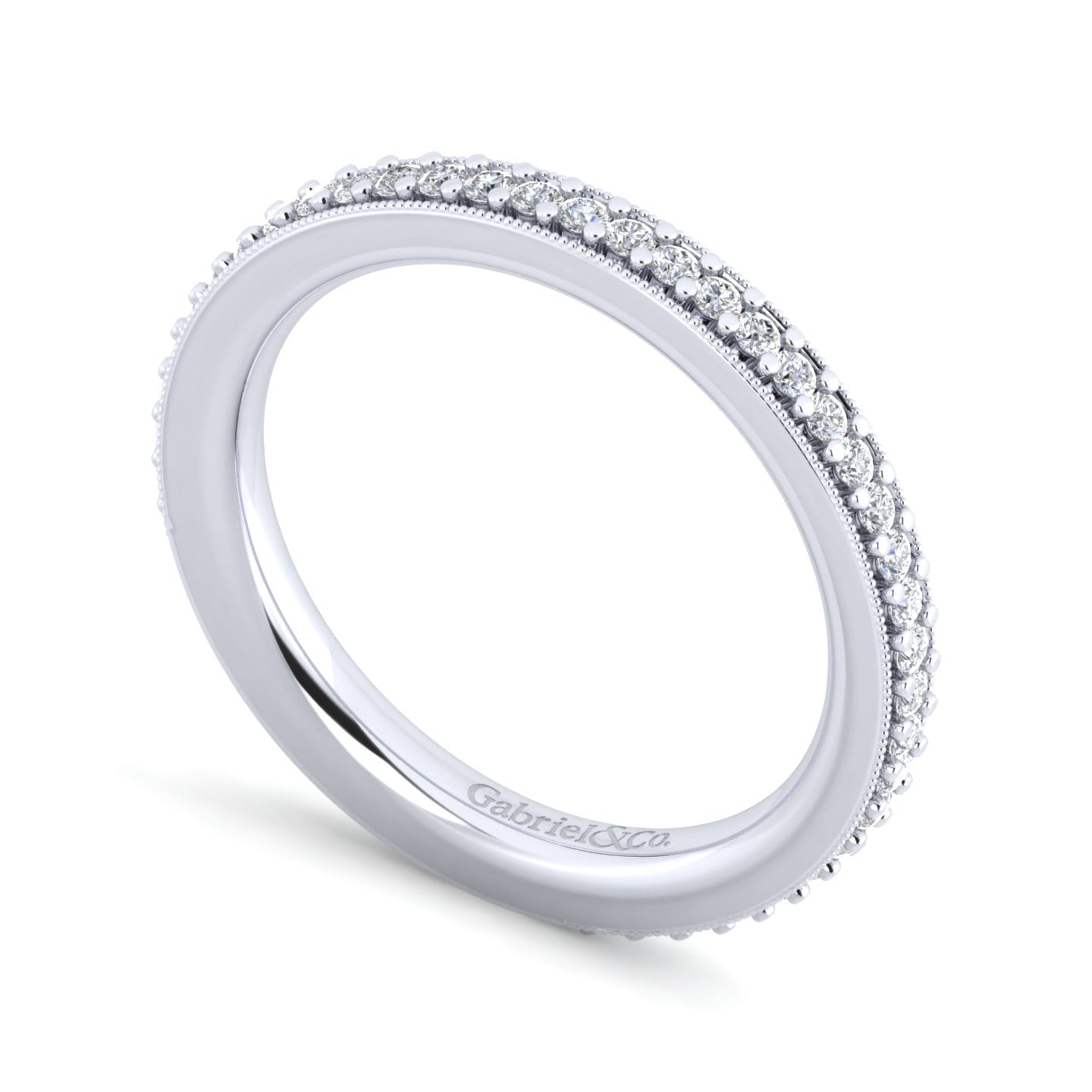 Straight Wedding Ring in 14k White Gold with Round  at Gabriel & Co. - Shot 3