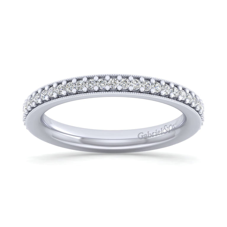 Straight Wedding Ring in 14k White Gold with Round  at Gabriel & Co. - Shot 4