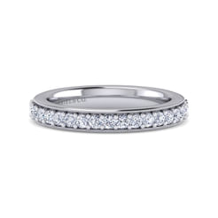 Lumierre - 14K White Gold Channel Prong Diamond Anniversary Band with Milgrain
