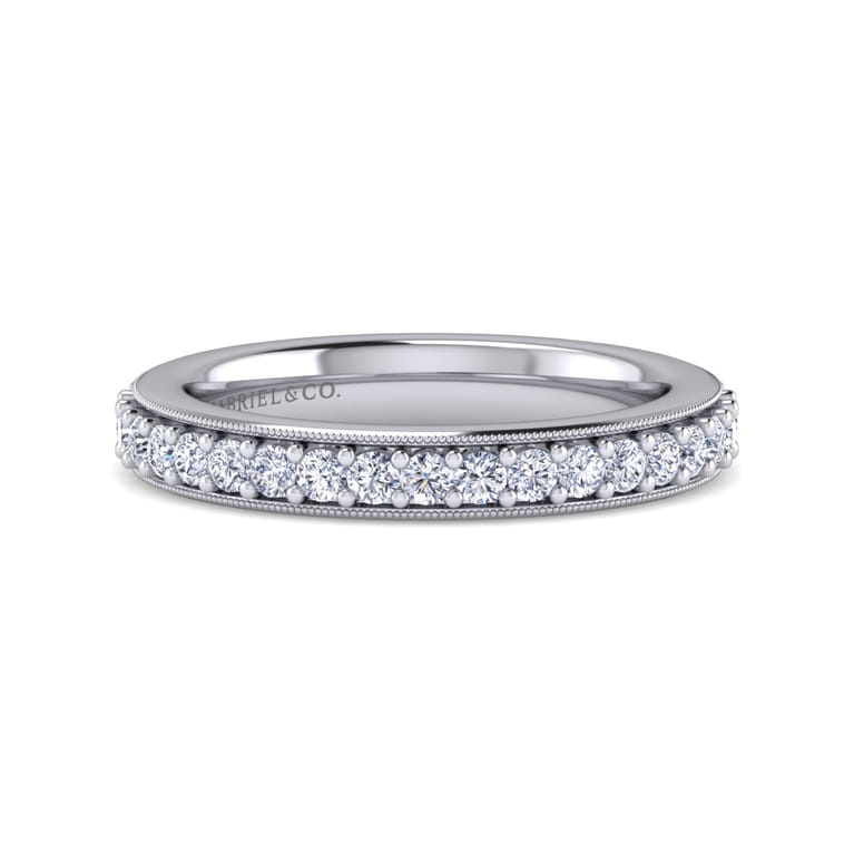 Straight Wedding Ring in 14k White Gold with Round Natural Diamond at Gabriel & Co. - Shot 1