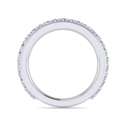 Lumierre - 14K White Gold Channel Prong Diamond Anniversary Band with Milgrain