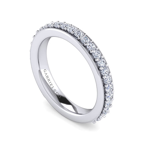 Lumierre - 14K White Gold Channel Prong Diamond Anniversary Band with Milgrain - 0.55 ct - Shot 3