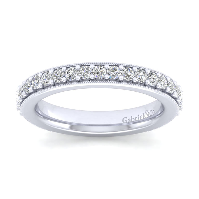Straight Wedding Ring in 14k White Gold with Round Natural Diamond at Gabriel & Co. - Shot 5