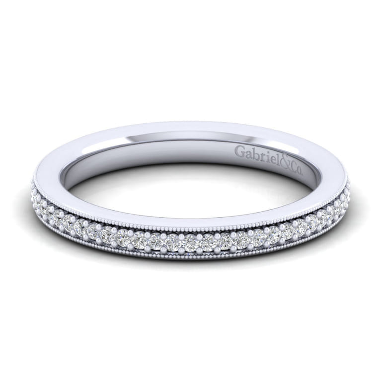 Straight Wedding Ring in 14k White Gold with Round Natural Diamond at Gabriel & Co. - Shot 1