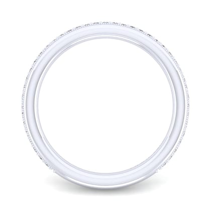 Lumierre - 14K White Gold Channel Prong Diamond Anniversary Band with Milgrain