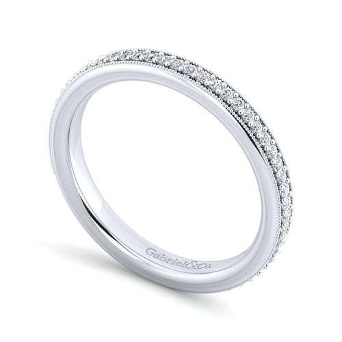 Lumierre - 14K White Gold Channel Prong Diamond Anniversary Band with Milgrain - 0.2 ct - Shot 3