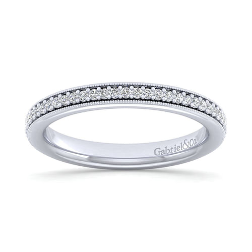 Lumierre - 14K White Gold Channel Prong Diamond Anniversary Band with Milgrain - 0.2 ct - Shot 4