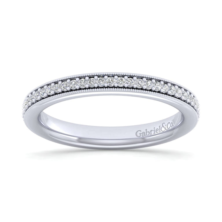 Straight Wedding Ring in 14k White Gold with Round Natural Diamond at Gabriel & Co. - Shot 4