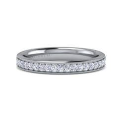 Lumierre - 14K White Gold Channel Prong Diamond Anniversary Band with Milgrain
