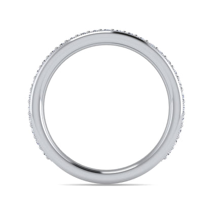 Lumierre - 14K White Gold Channel Prong Diamond Anniversary Band with Milgrain