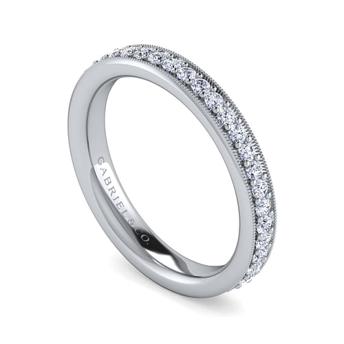 Lumierre - 14K White Gold Channel Prong Diamond Anniversary Band with Milgrain - 0.37 ct - Shot 3