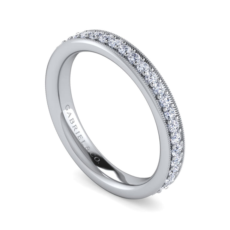 Straight Wedding Ring in 14k White Gold with Round Natural Diamond at Gabriel & Co. - Shot 3