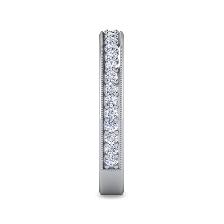 Straight Wedding Ring in 14k White Gold with Round Natural Diamond at Gabriel & Co. - Shot 4