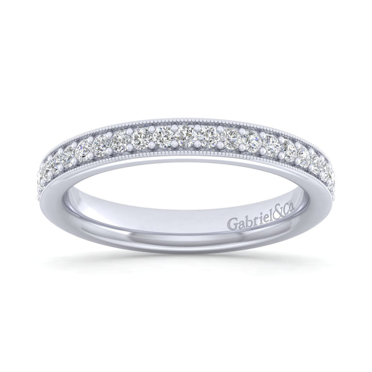 Straight Wedding Ring in 14k White Gold with Round Natural Diamond at Gabriel & Co. - Shot 5