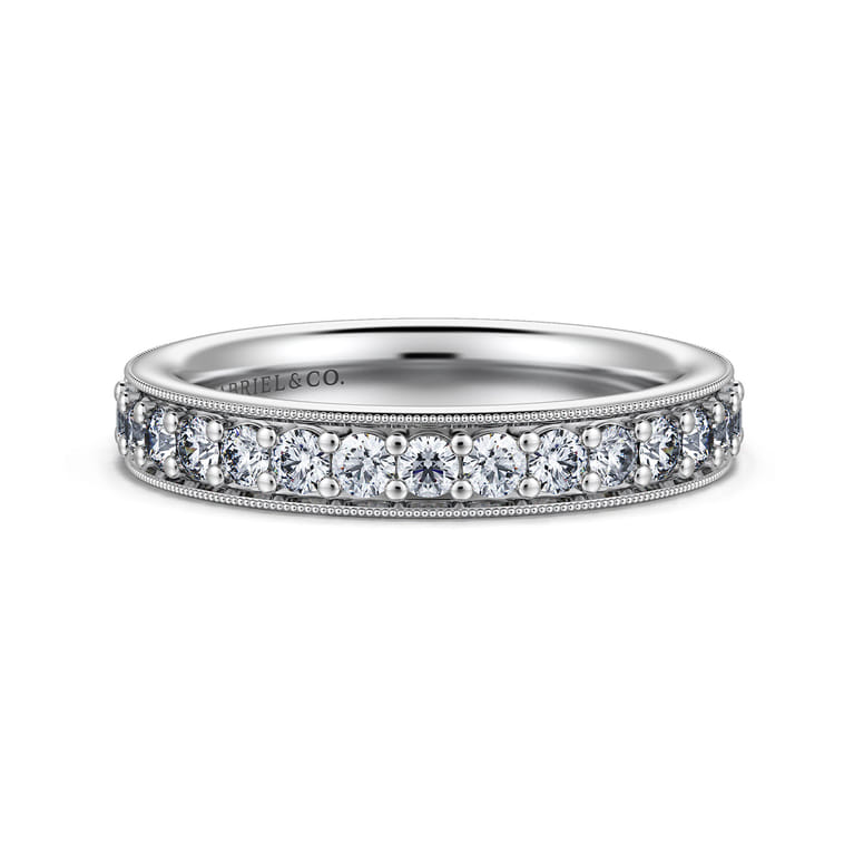 Straight Wedding Ring in 14k White Gold with Round Natural Diamond at Gabriel & Co. - Shot 1